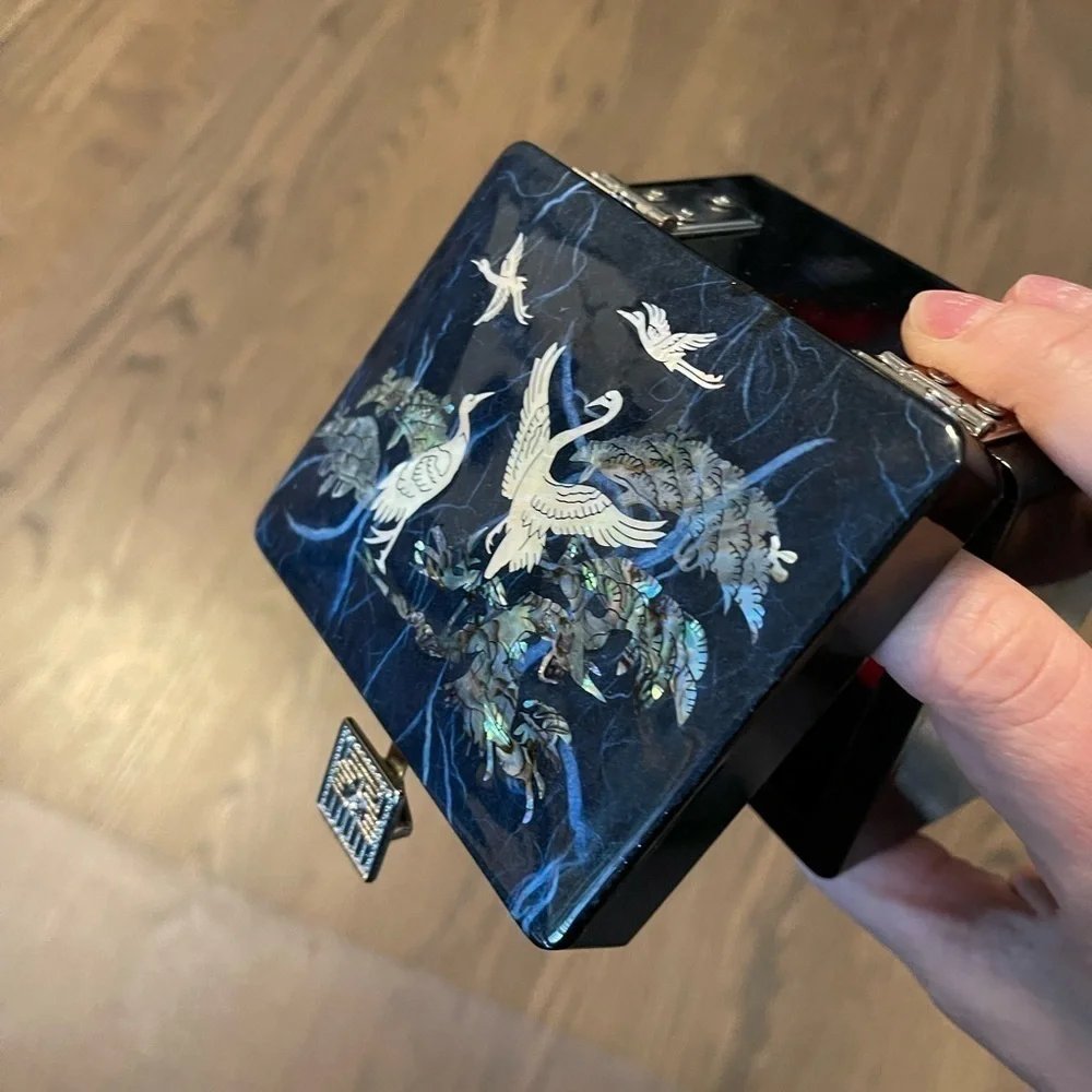 Bird detail hand made mini jewelry box